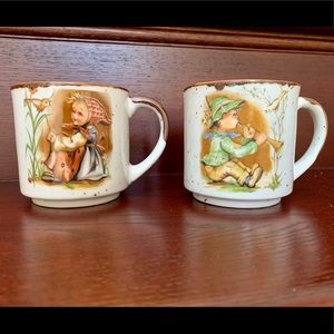 Vintage Hummel-style boy girl mug cup set …